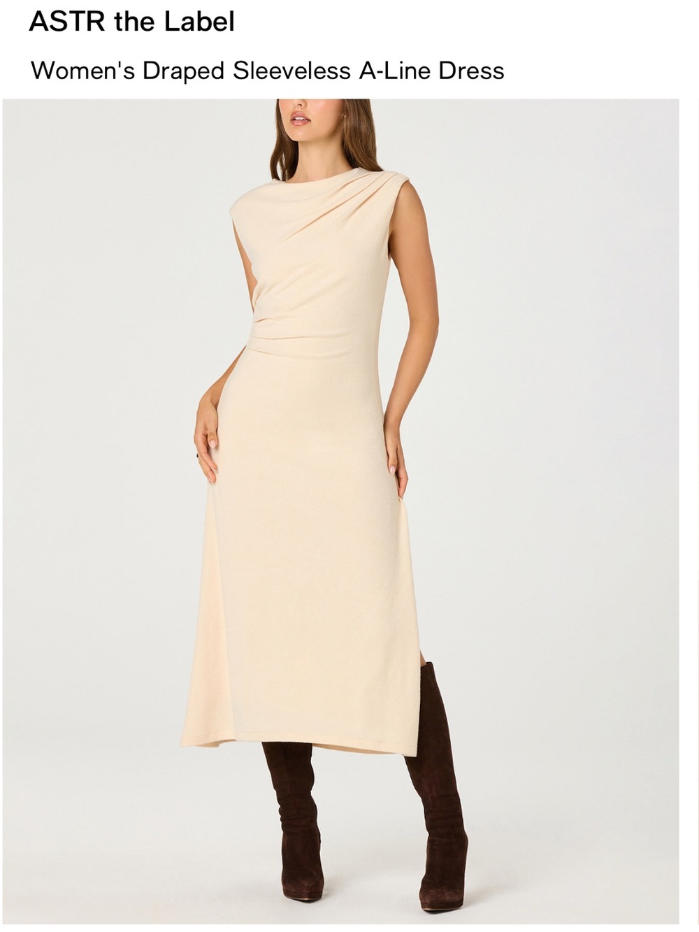 Astr the label Sleeveless Draped Midi Dress in Cream